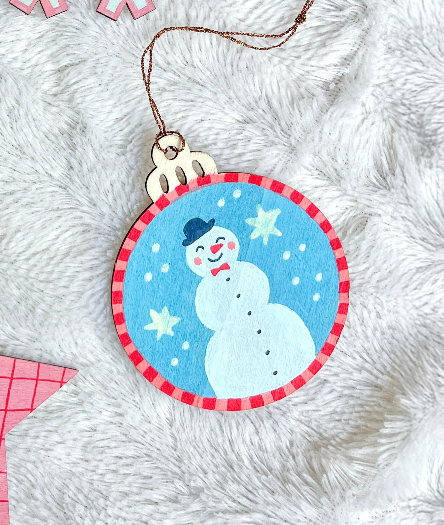 Hand Painted Ornament | Snowman Lantarn