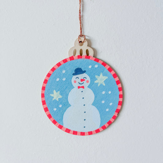 Hand Painted Ornament | Snowman Lantarn